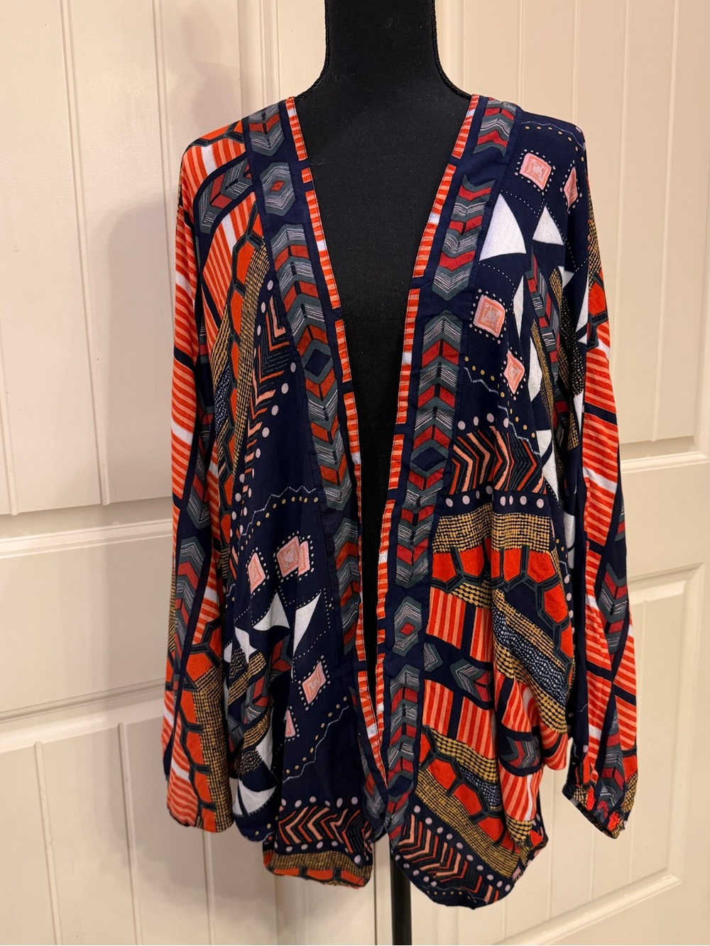 Anthropologie Akemi + Kin Geometric Pattern Open-Front Kimono
